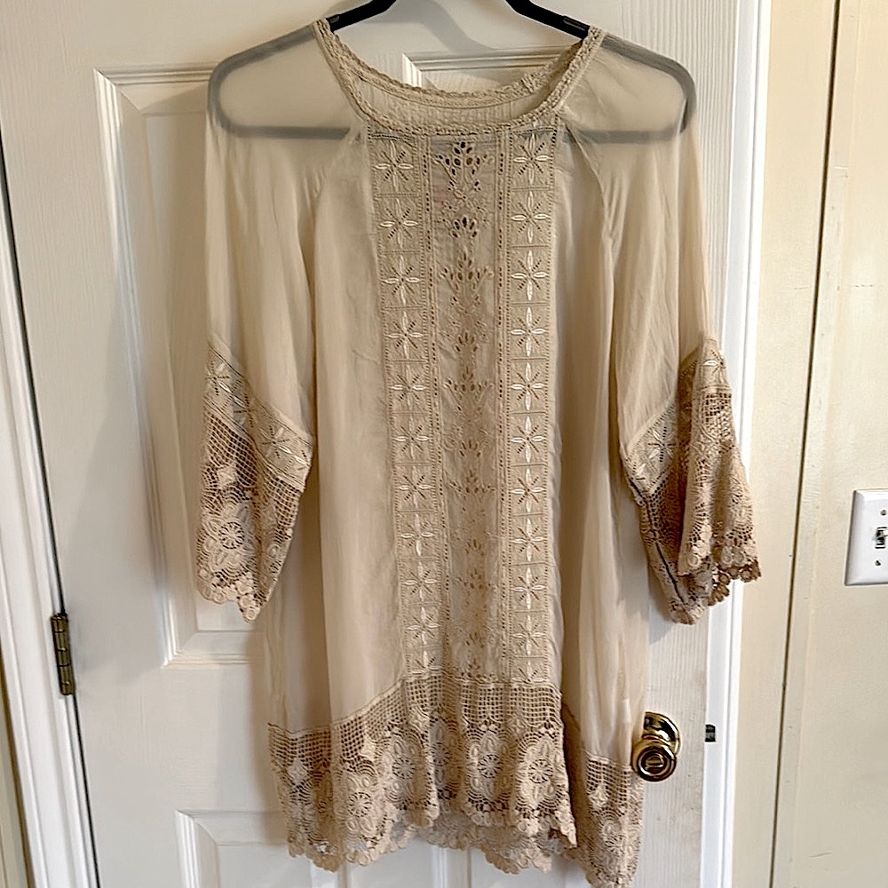 Johnny Was Elegant Beige Lace Women's Top